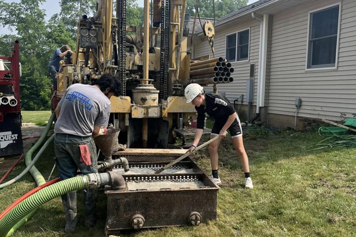 Residential well drilling equipment on-site — Klutz Well Drilling